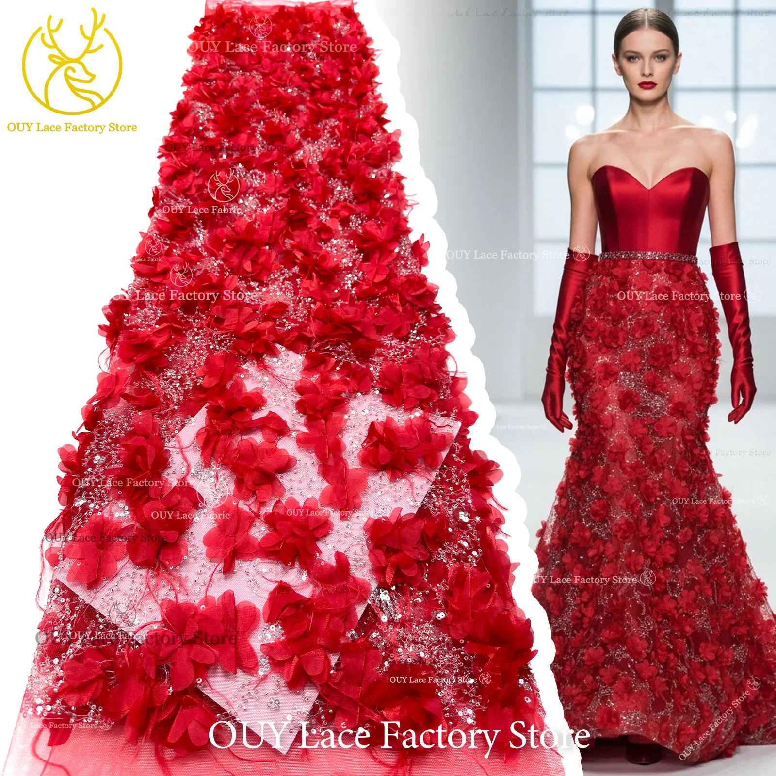 Exquisite 3D Applique French Sequins Tulle Lace Fabric 2026 High Quality Beaded African Lace Red Nigerian Wedding Evening Dress
Exquisite 3D Applique French Sequins Tulle Lace Fabric 2026 High Quality Beaded African Lace Red Nigerian Wedding Evening Dress