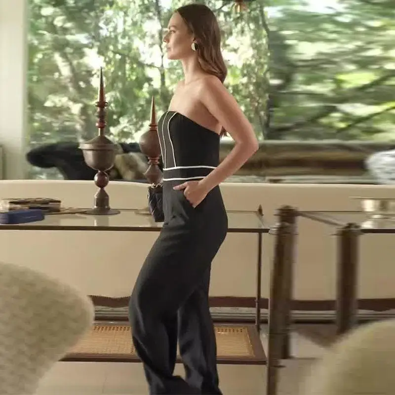 Summer 2025 Cross-Border Women's Black Slim Fit Romper Waist-Cinching Strapless Long Pants Polyester Fabric Low Waist
Summer 2025 Cross-Border Women's Black Slim Fit Romper Waist-Cinching Strapless Long Pants Polyester Fabric Low Waist