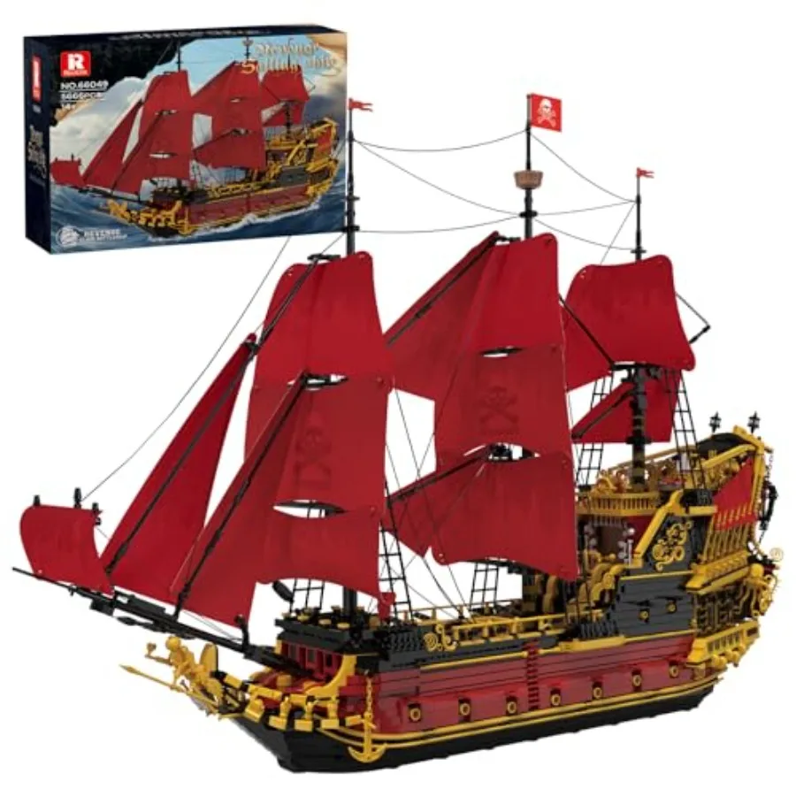 Adults' historical pirate ship building set, ABS plastic, navy blue and wood-tone, 5666+ pieces with display stand and detailed
Adults' historical pirate ship building set, ABS plastic, navy blue and wood-tone, 5666+ pieces with display stand and detailed