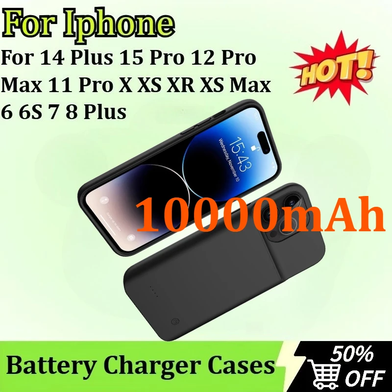 10000MAh Battery Charger Case for Iphone 6 6S 7 8 Plus 14 Plus 15 Pro 12 Pro Max X XS XR XS Max 11 ProBattery Case Power 
10000MAh Battery Charger Case for Iphone 6 6S 7 8 Plus 14 Plus 15 Pro 12 Pro Max X XS XR XS Max 11 ProBattery Case Power