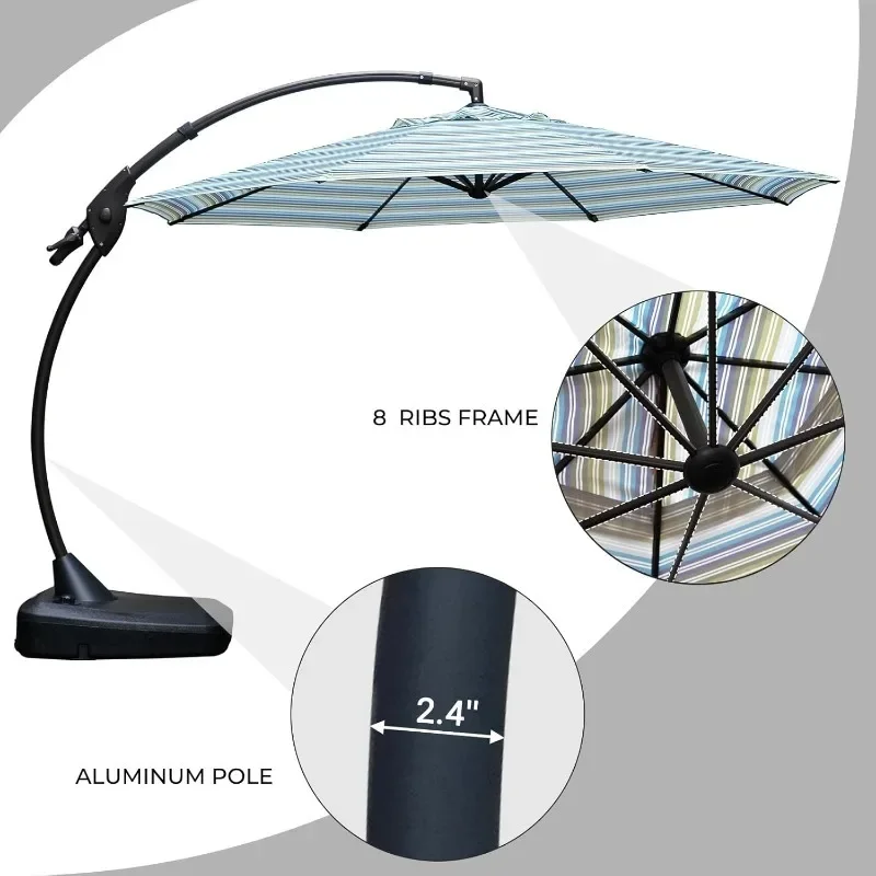 11 FT Cantilever Umbrella with Base Outdoor Large Round Aluminum Offset Umbrella for Pool Garden Backyard (Stripes, 11 FT)
11 FT Cantilever Umbrella with Base Outdoor Large Round Aluminum Offset Umbrella for Pool Garden Backyard (Stripes, 11 FT)