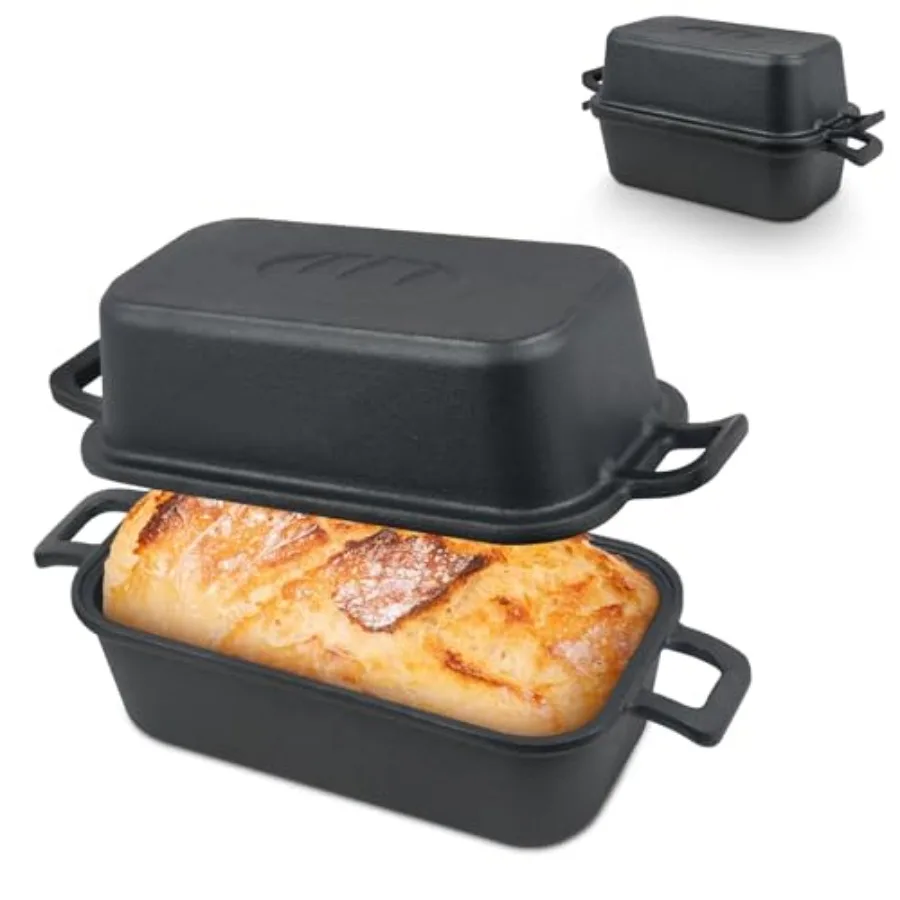 Cast Iron Loaf Pan with Lid 9x5 Inch Dutch Oven Bread Pan for Sourdough Banana Bread Meatloaf Even Heat Non-Stick Oven Safe Bak
Cast Iron Loaf Pan with Lid 9x5 Inch Dutch Oven Bread Pan for Sourdough Banana Bread Meatloaf Even Heat Non-Stick Oven Safe Bak