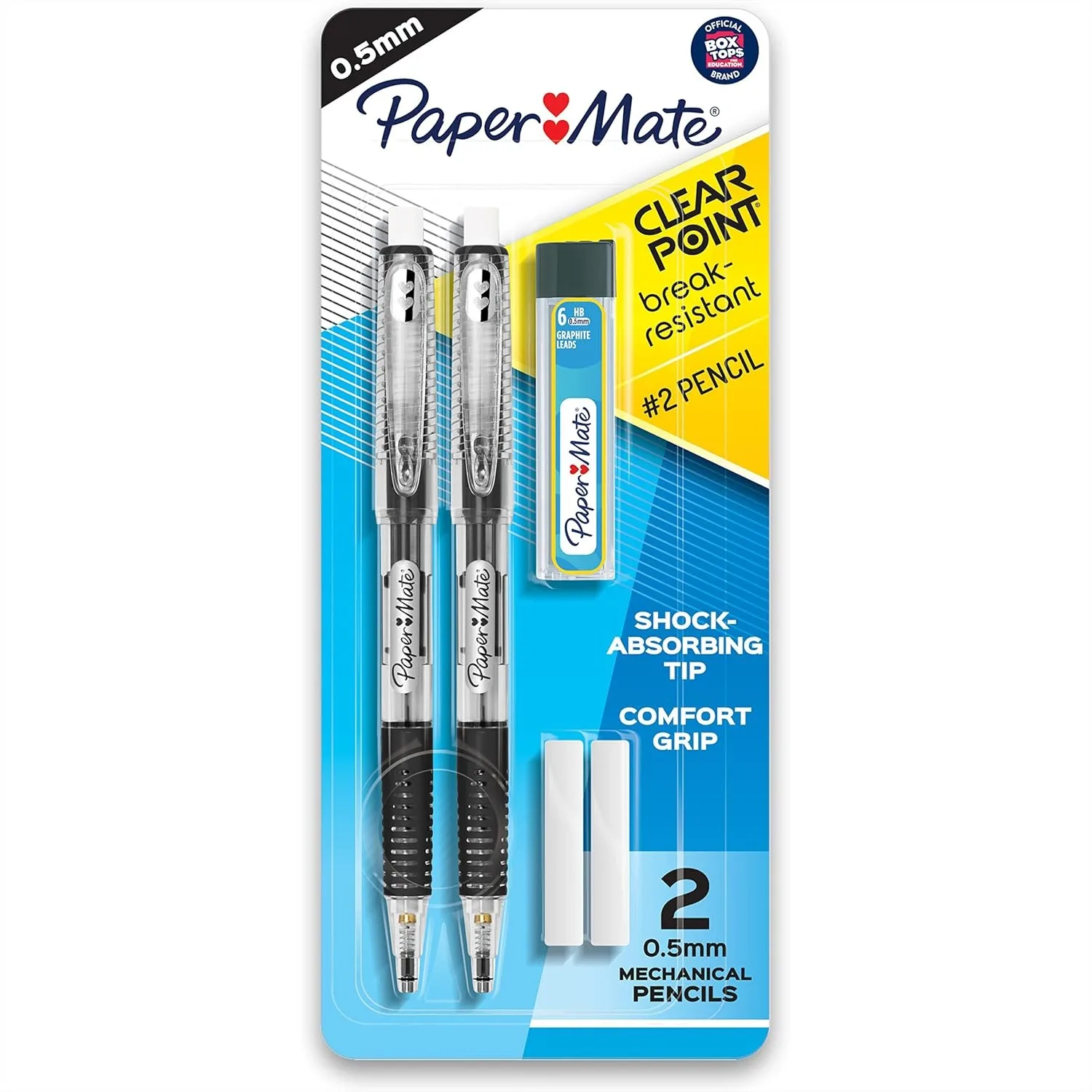 Mechanical Pencils 0.5mm with Break-Resistant Lead, Comfort Grip & Refillable Eraser, 2 Pack
Mechanical Pencils 0.5mm with Break-Resistant Lead, Comfort Grip & Refillable Eraser, 2 Pack