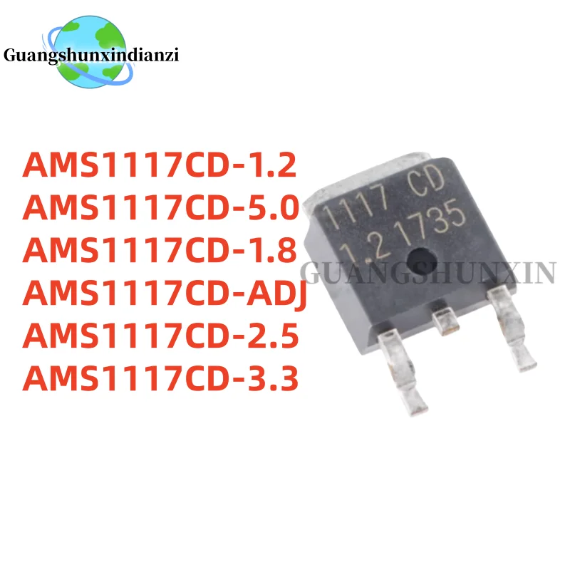 10 шт. AMS1117 1117CD 1117 1.2V 1.8V 2.5V 3.3V 3V3 5V 5.0 ADJ TO-252 DPAK SMD AMS1117CD-3.3 5.0 1A TO-252 Высшее качество, в наличии
10 шт. AMS1117 1117CD 1117 1.2V 1.8V 2.5V 3.3V 3V3 5V 5.0 ADJ TO-252 DPAK SMD AMS1117CD-3.3 5.0 1A TO-252 Высшее качество, в наличии