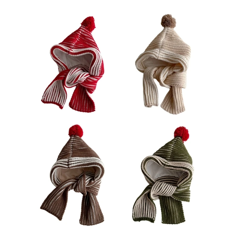 N80C Fashionable Pom Top Bonnet Caps Children's Hat with Built In Neck Scarf for School and Travel Windproof Winter Essential
N80C Fashionable Pom Top Bonnet Caps Children's Hat with Built In Neck Scarf for School and Travel Windproof Winter Essential