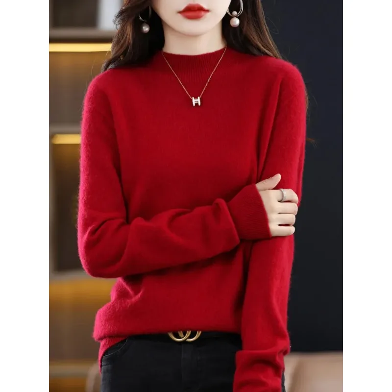 2024 Winter Women Basic 100% Merino Wool Sweater Pullover Mock Neck Fashion Pure Color High Quality Warmth Comfort N162
2024 Winter Women Basic 100% Merino Wool Sweater Pullover Mock Neck Fashion Pure Color High Quality Warmth Comfort N162