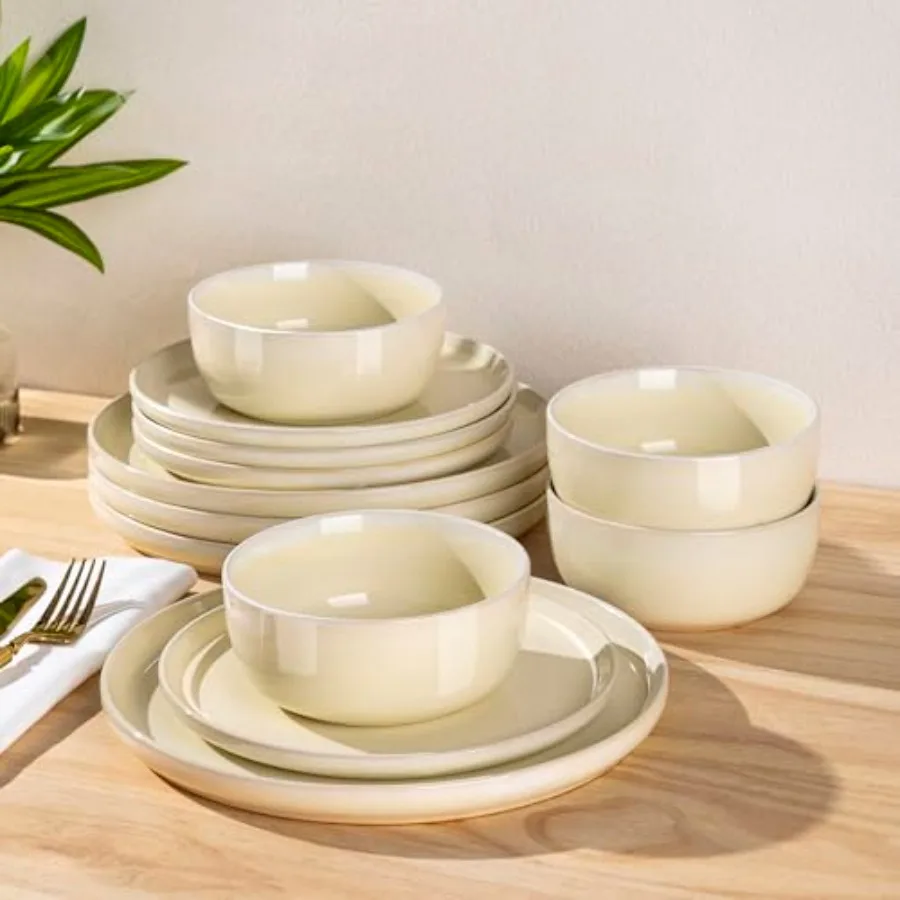 Stoneware Dinnerware Sets for 4Round Ceramic Plates and Bowls Set Highly Scrath Resistant Dishwasher and Microwave Safe Dishes
Stoneware Dinnerware Sets for 4Round Ceramic Plates and Bowls Set Highly Scrath Resistant Dishwasher and Microwave Safe Dishes