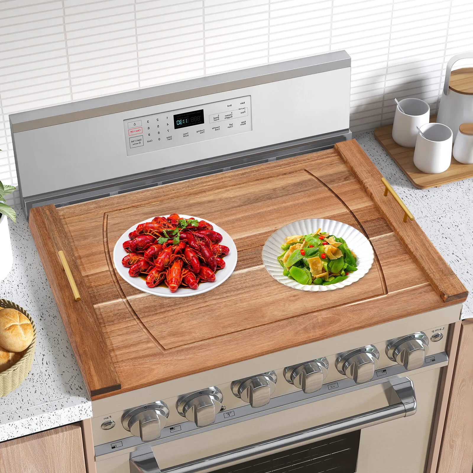 30x22in Wooden Stovetop Cover, Noodle Board Stove Covers with Removable Handles, Stovetop Plate Farmhouse Kitchen Decor, Multi-Use Serving Tray with Smooth Edge Stove Top Protector for Home & Restaurant
30x22in Wooden Stovetop Cover, Noodle Board Stove Covers with Removable Handles, Stovetop Plate Farmhouse Kitchen Decor, Multi-Use Serving Tray with Smooth Edge Stove Top Protector for Home & Restaurant