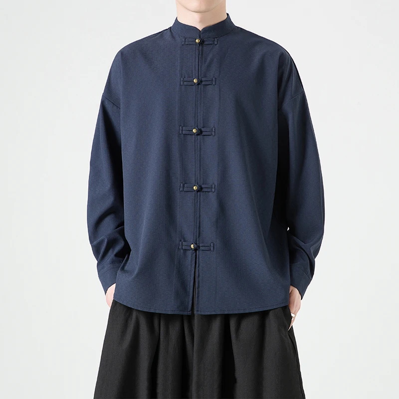 Long Sve Men's irt Chinese Sle Button up Casual Faion Vintage Tang Costume Hanfu Loose Fit Youthful Trend Spade ket
Long Sve Men's irt Chinese Sle Button up Casual Faion Vintage Tang Costume Hanfu Loose Fit Youthful Trend Spade ket