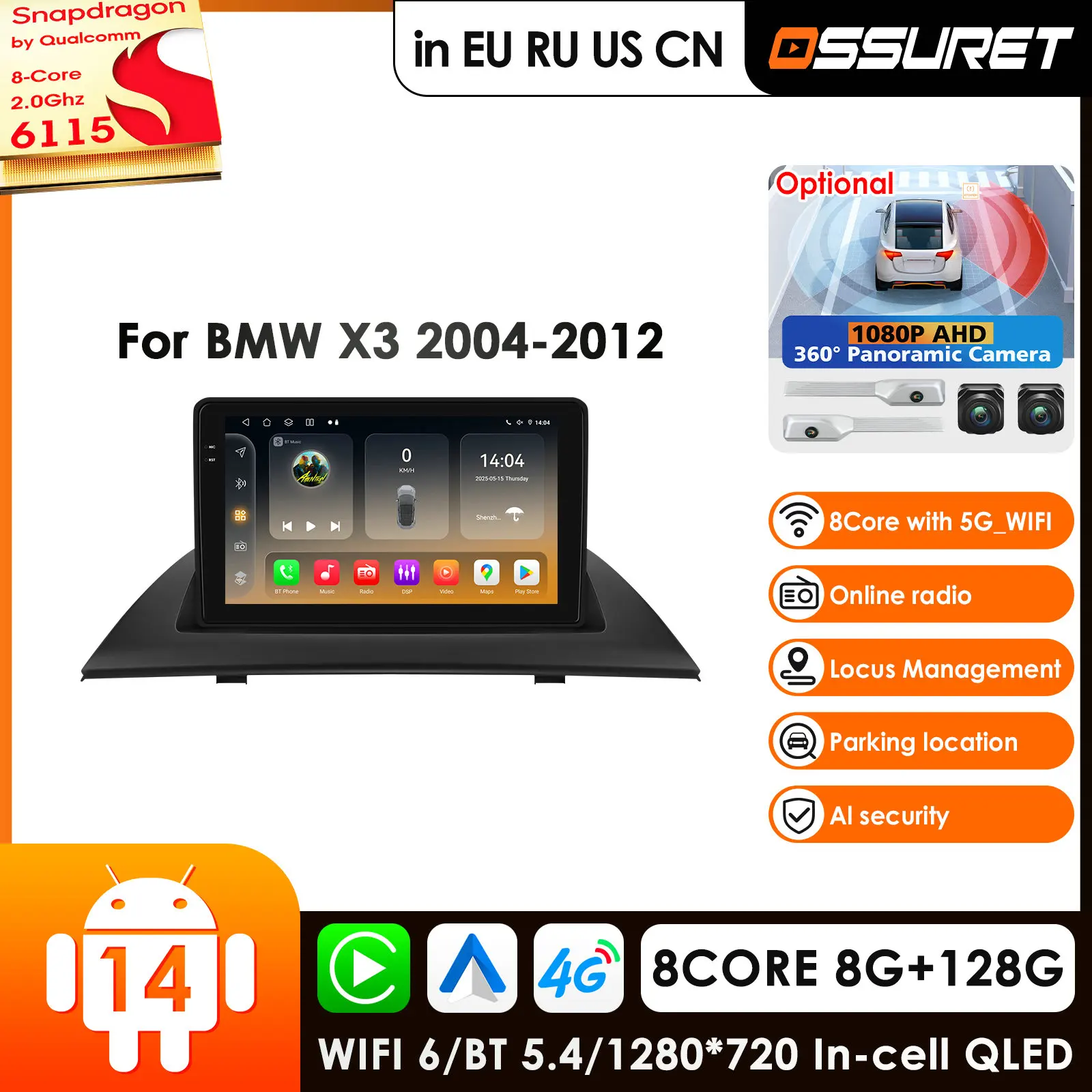 Carplay 4G-LTE BT Carplay Android 14 Car Radio For BMW X3 E83 2004 -2012 Fit CD System Car Multimedia Player GPS Auto Stereo RDS
Carplay 4G-LTE BT Carplay Android 14 Car Radio For BMW X3 E83 2004 -2012 Fit CD System Car Multimedia Player GPS Auto Stereo RDS