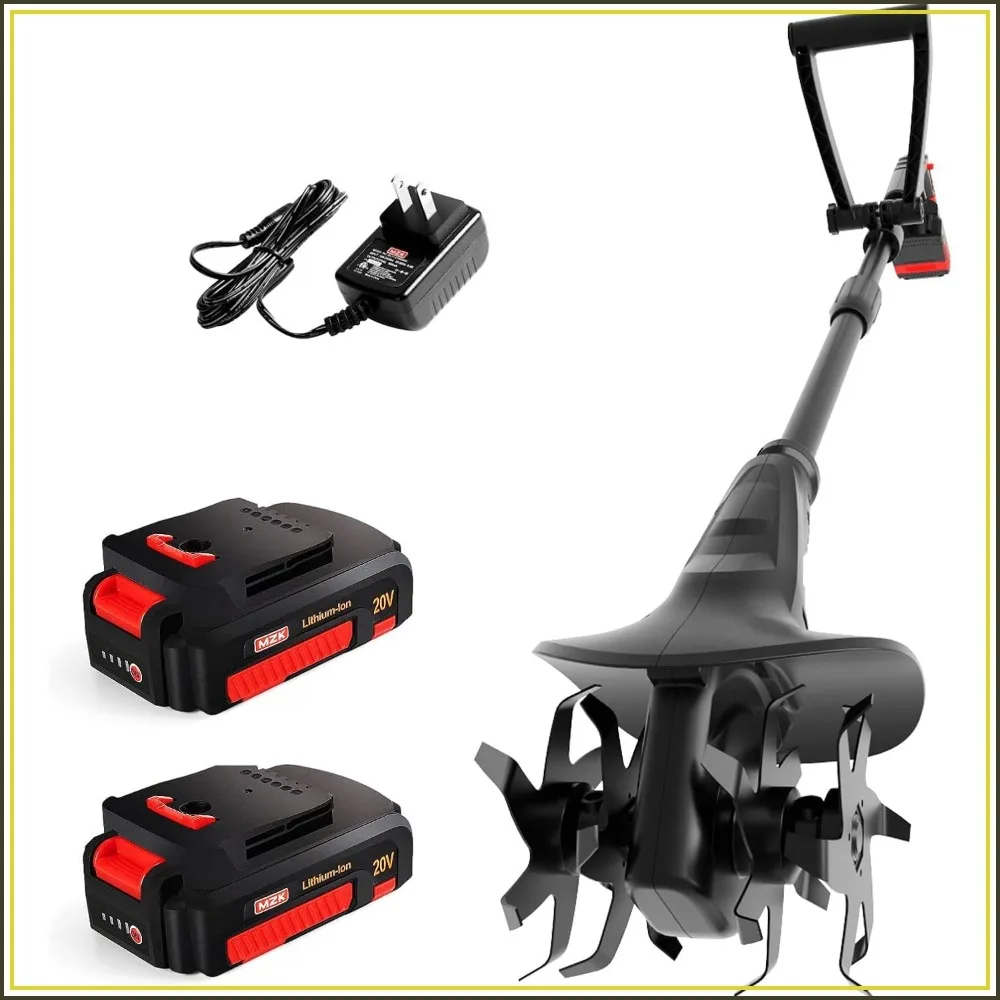 20V Cordless Tiller Cultivator with Steel Tines, 8-Inch Wide Electric Mini Tiller for Lawn & Garden, 360RPM, 2×2AH Battery & Charger Included
20V Cordless Tiller Cultivator with Steel Tines, 8-Inch Wide Electric Mini Tiller for Lawn & Garden, 360RPM, 2×2AH Battery & Charger Included