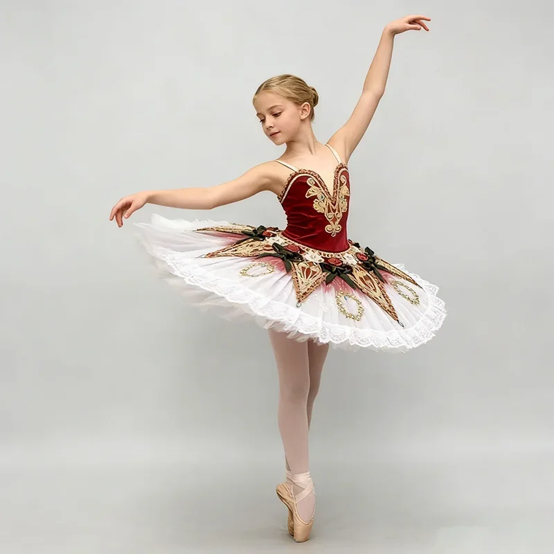 Gorgeous Red Ballet Dance Tutu Dress with Gold Trim Rose Appliques Stretchy Bodice for Theatrical Performance Ballet Dance Wear
Gorgeous Red Ballet Dance Tutu Dress with Gold Trim Rose Appliques Stretchy Bodice for Theatrical Performance Ballet Dance Wear