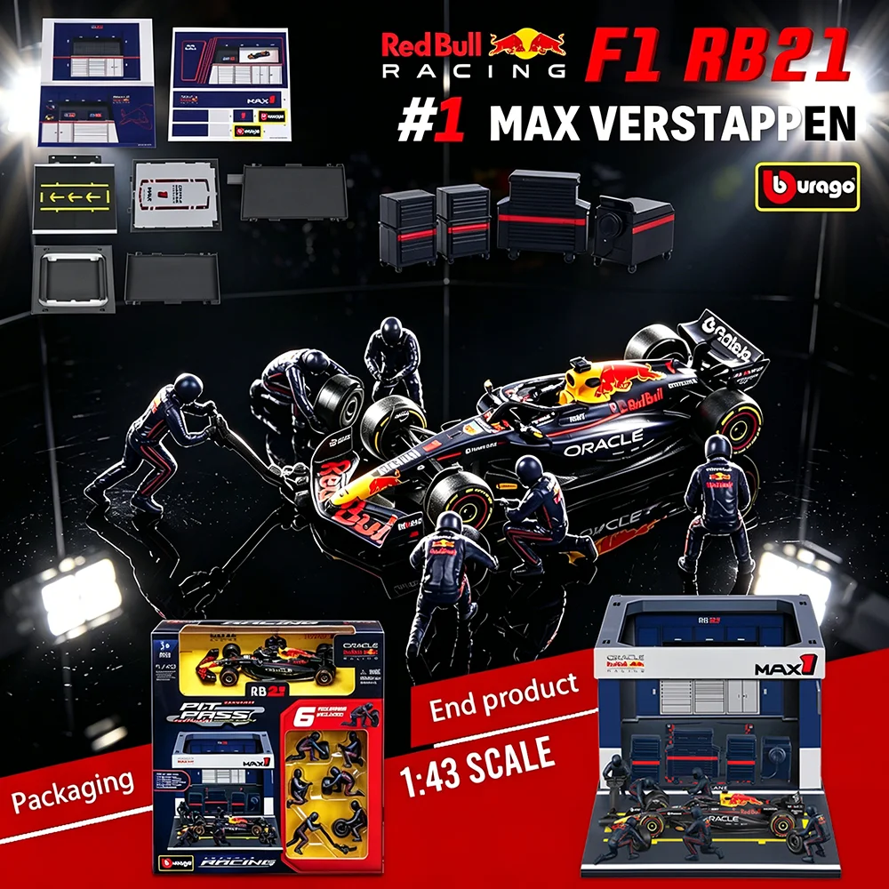 Bburago 1:43 2025 Red Bull RB21 #1 Max Verstappen #22 Yuki Tsunoda DIY Pit Stop House die cast toy Alloy car model static posing
Bburago 1:43 2025 Red Bull RB21 #1 Max Verstappen #22 Yuki Tsunoda DIY Pit Stop House die cast toy Alloy car model static posing