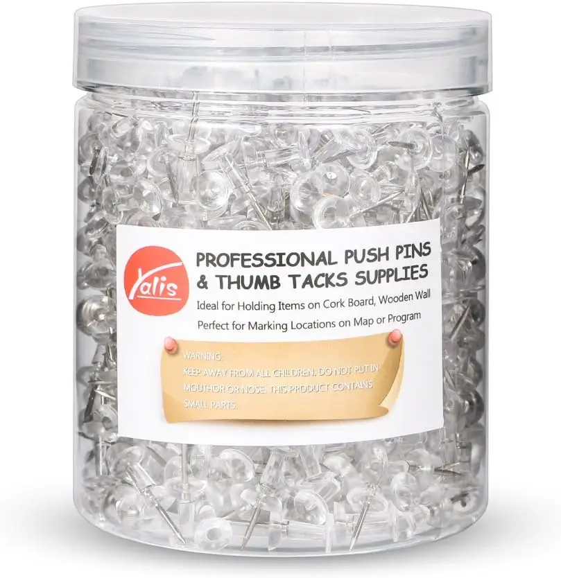 600 Clear Thumb Tacks, Steel Point, Plastic Head, 1 Inch, for Bulletin Boards
600 Clear Thumb Tacks, Steel Point, Plastic Head, 1 Inch, for Bulletin Boards