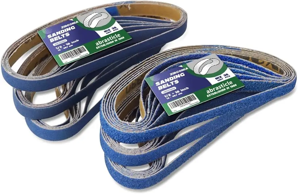 1/2" x 18" Zirconia Sanding Belts for Metal, 36 Pack Assorted Grits 40-240 for Grinding and Polishing
1/2" x 18" Zirconia Sanding Belts for Metal, 36 Pack Assorted Grits 40-240 for Grinding and Polishing