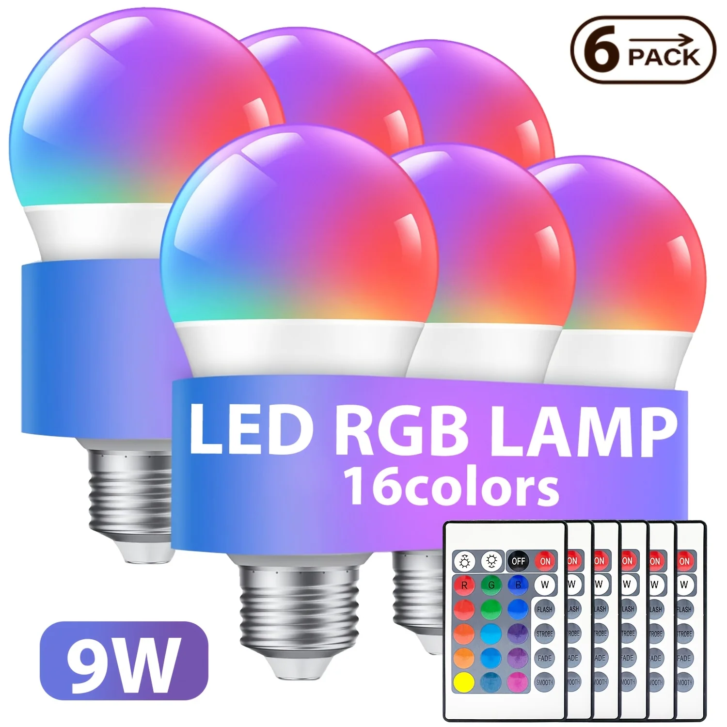 1-6PCS Super Bright RGB LED Bulb Lamp 24 Key Remote Control Dimmable AC220V Colorful Change for Bedroom LivingRoom Home Lamp
1-6PCS Super Bright RGB LED Bulb Lamp 24 Key Remote Control Dimmable AC220V Colorful Change for Bedroom LivingRoom Home Lamp