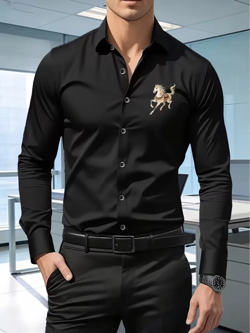 Men's Premium Business Casual Shirt Horse Logo Print Slim Fit Long Sleeve Wrinkle Resistant Dress Shirt Multi Styles Available
Men's Premium Business Casual Shirt Horse Logo Print Slim Fit Long Sleeve Wrinkle Resistant Dress Shirt Multi Styles Available