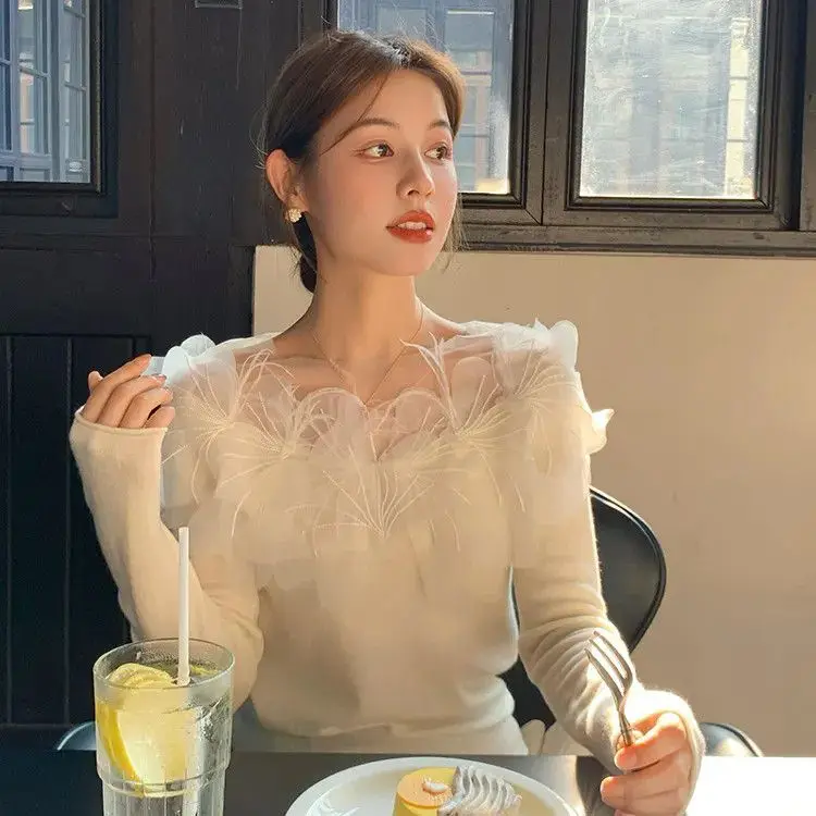 Pullover Sweet Flower Women Sweater Elegant Autumn Winter Korean Fashion Pullman Women Simple Sloping Collar Chic
Pullover Sweet Flower Women Sweater Elegant Autumn Winter Korean Fashion Pullman Women Simple Sloping Collar Chic