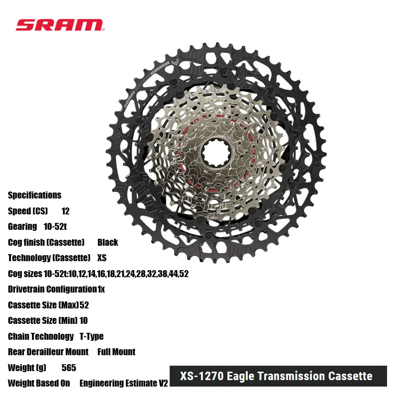 SRAM XS-1270 Кассета трансмиссии Eagle 12SP 10-52t T-Type CS-XS-1270-A1 Шестерни 8-12 - это сменный кластер
SRAM XS-1270 Кассета трансмиссии Eagle 12SP 10-52t T-Type CS-XS-1270-A1 Шестерни 8-12 - это сменный кластер