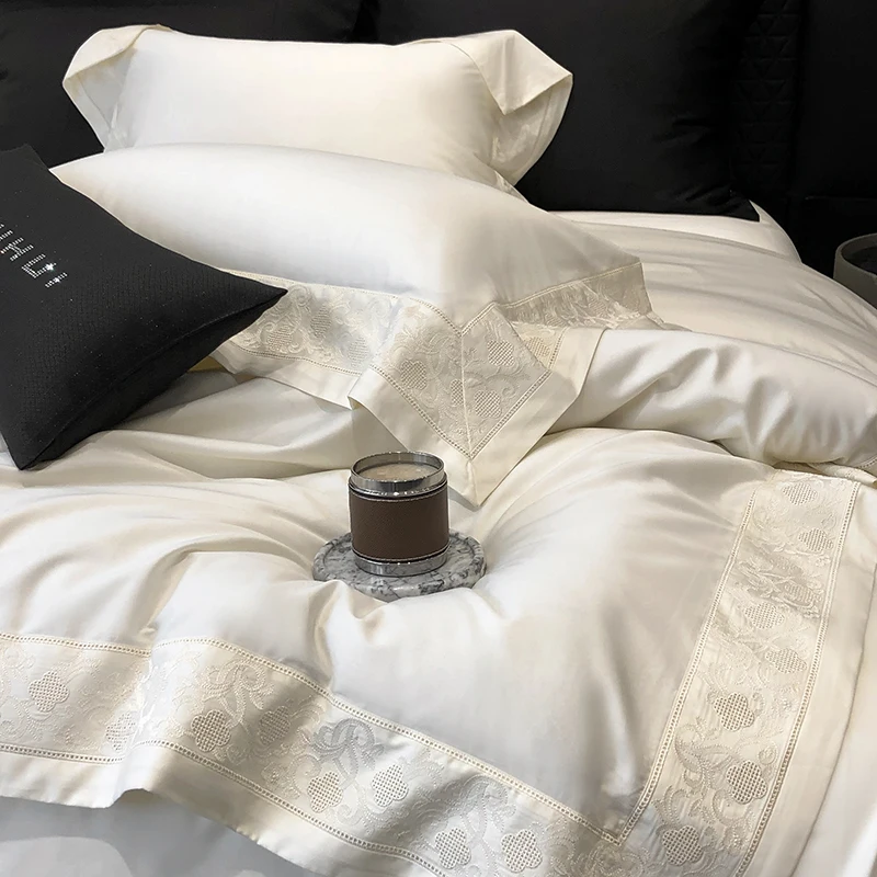 Luxury Hole Punching Embroidery Wide Edge Bedding Set 1000TC Egyptian Cotton Duvet Cover Flat/Fitted Bed Sheet Pillowcase 4Pcs
Luxury Hole Punching Embroidery Wide Edge Bedding Set 1000TC Egyptian Cotton Duvet Cover Flat/Fitted Bed Sheet Pillowcase 4Pcs