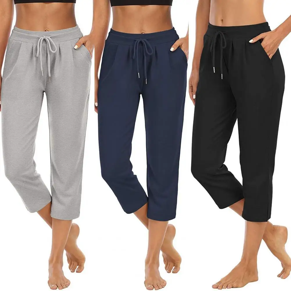 Fashion Cropped Pants Calf Length High Waist Bottoms Solid Color Pockets Pants Cropped Trousers Breathable
Fashion Cropped Pants Calf Length High Waist Bottoms Solid Color Pockets Pants Cropped Trousers Breathable