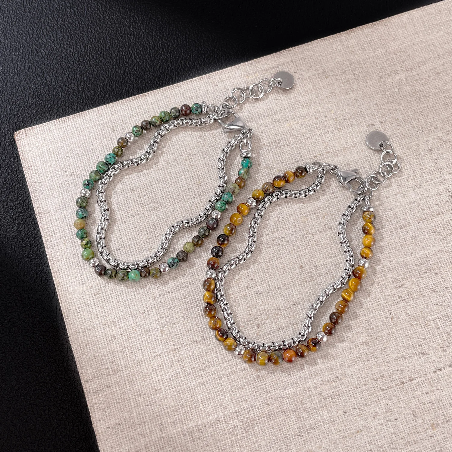 Creative bracelet stainless steel tiger eye stone personality double layer stacked African pine men and women couple bracelet
Creative bracelet stainless steel tiger eye stone personality double layer stacked African pine men and women couple bracelet