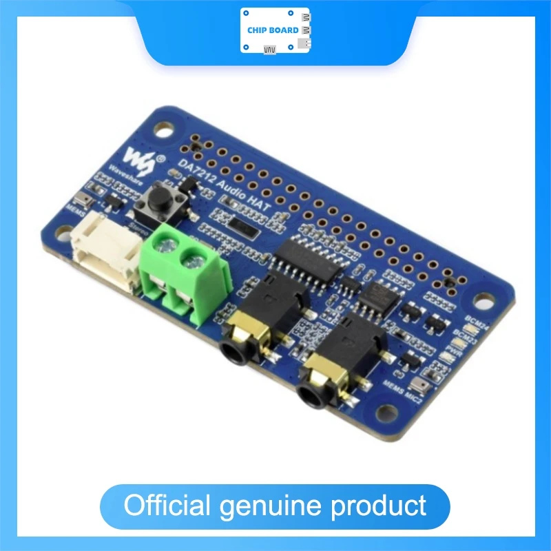 Waveshare DA7212 I2S Audio Module for Raspberry Pi, Stereo Codec, Dual Mic Onboard, Compatible with Pi Series Boards
