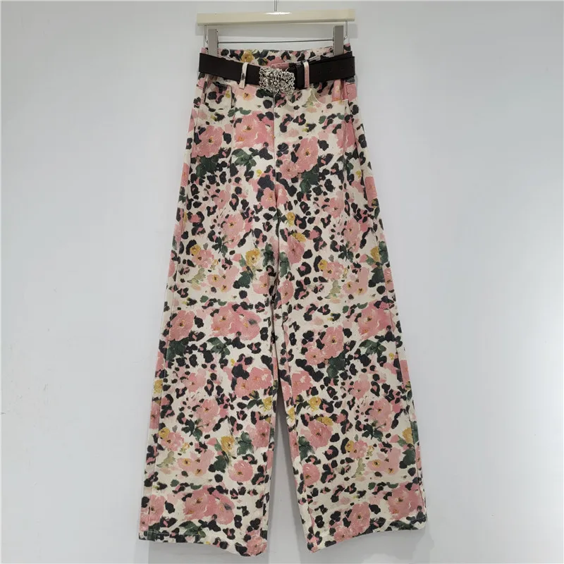 American Retro Wash Floral Print Denim Pants Women's Loose Fashion High Waist Wide Leg Jeans New Trend Casual Straight Trousers
American Retro Wash Floral Print Denim Pants Women's Loose Fashion High Waist Wide Leg Jeans New Trend Casual Straight Trousers