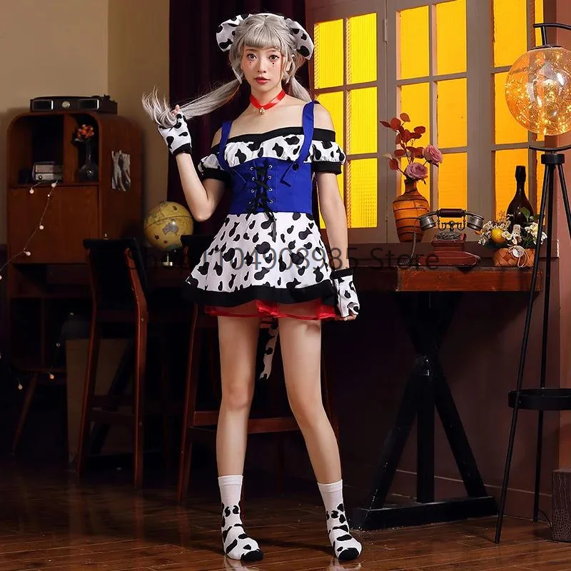 Sexy Spice Girls Maid Cosplay Dress for Women White black irregular Cow print Dress Maid Christmas Party Temptation Uniform Suit
Sexy Spice Girls Maid Cosplay Dress for Women White black irregular Cow print Dress Maid Christmas Party Temptation Uniform Suit