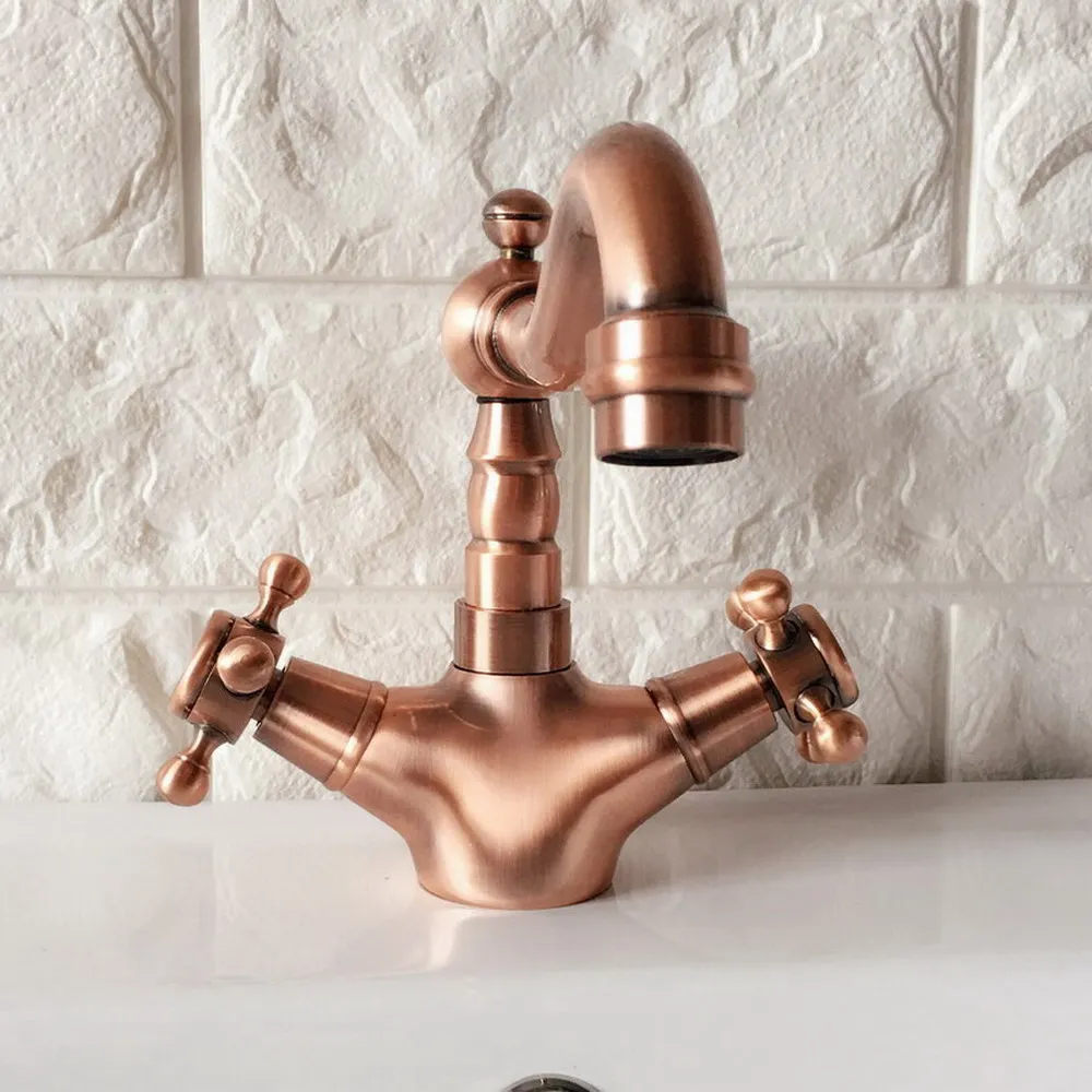 Antique Red Copper Brass Two Cross Handles Single Hole Deck Mounted Bathroom / Kitchen Sink Swivel Faucet Mixer Tap arg053
Antique Red Copper Brass Two Cross Handles Single Hole Deck Mounted Bathroom / Kitchen Sink Swivel Faucet Mixer Tap arg053