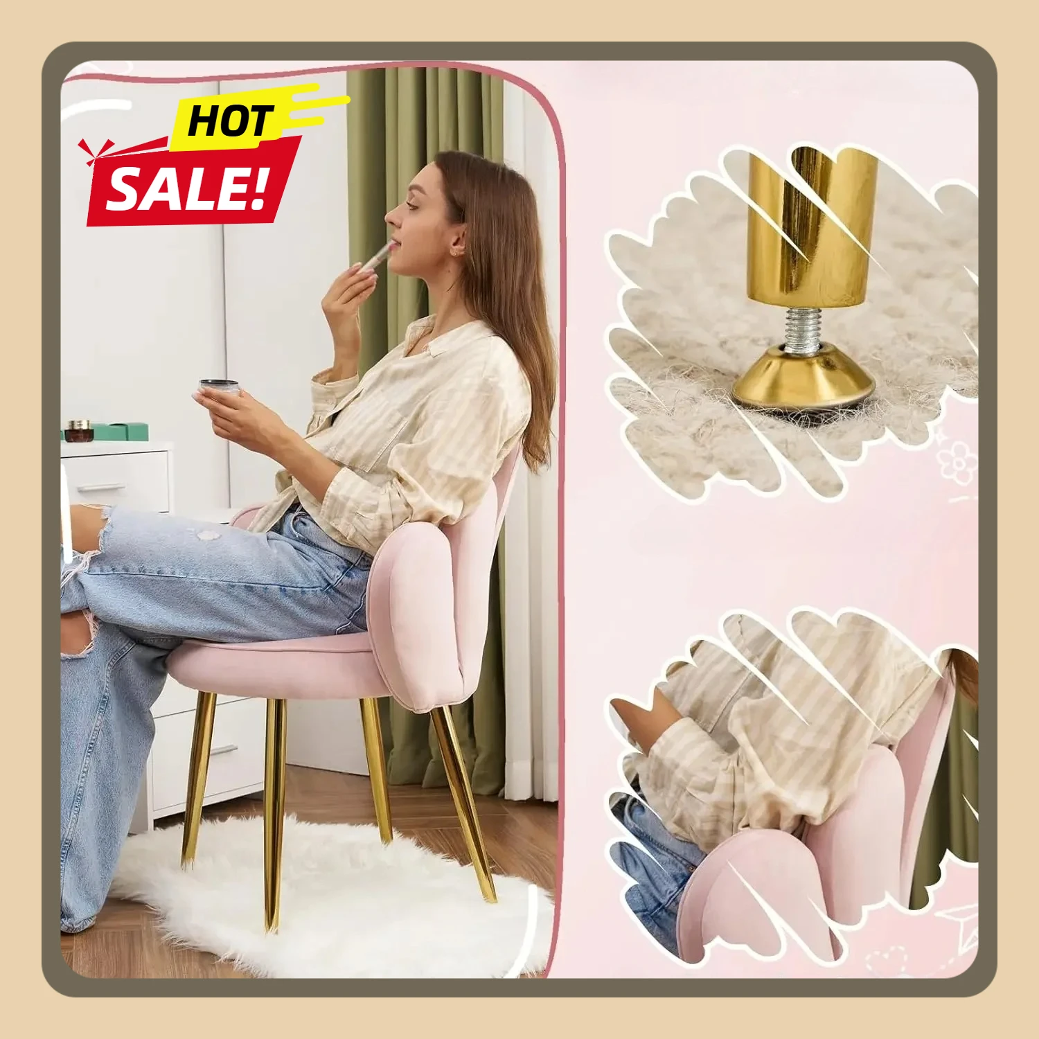 Petal Makeup Vanity Chair, Flower Cute Girls Desk Chair Comfy No Wheels with Back office chair with footrest chair ergonomic
Petal Makeup Vanity Chair, Flower Cute Girls Desk Chair Comfy No Wheels with Back office chair with footrest chair ergonomic