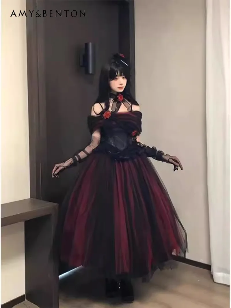 Japanese Spring Summer Red and Black Veil Lolita Birthday Banquet Adult Dress Three-dimensional Flower Color Scheme Dress Women
Japanese Spring Summer Red and Black Veil Lolita Birthday Banquet Adult Dress Three-dimensional Flower Color Scheme Dress Women