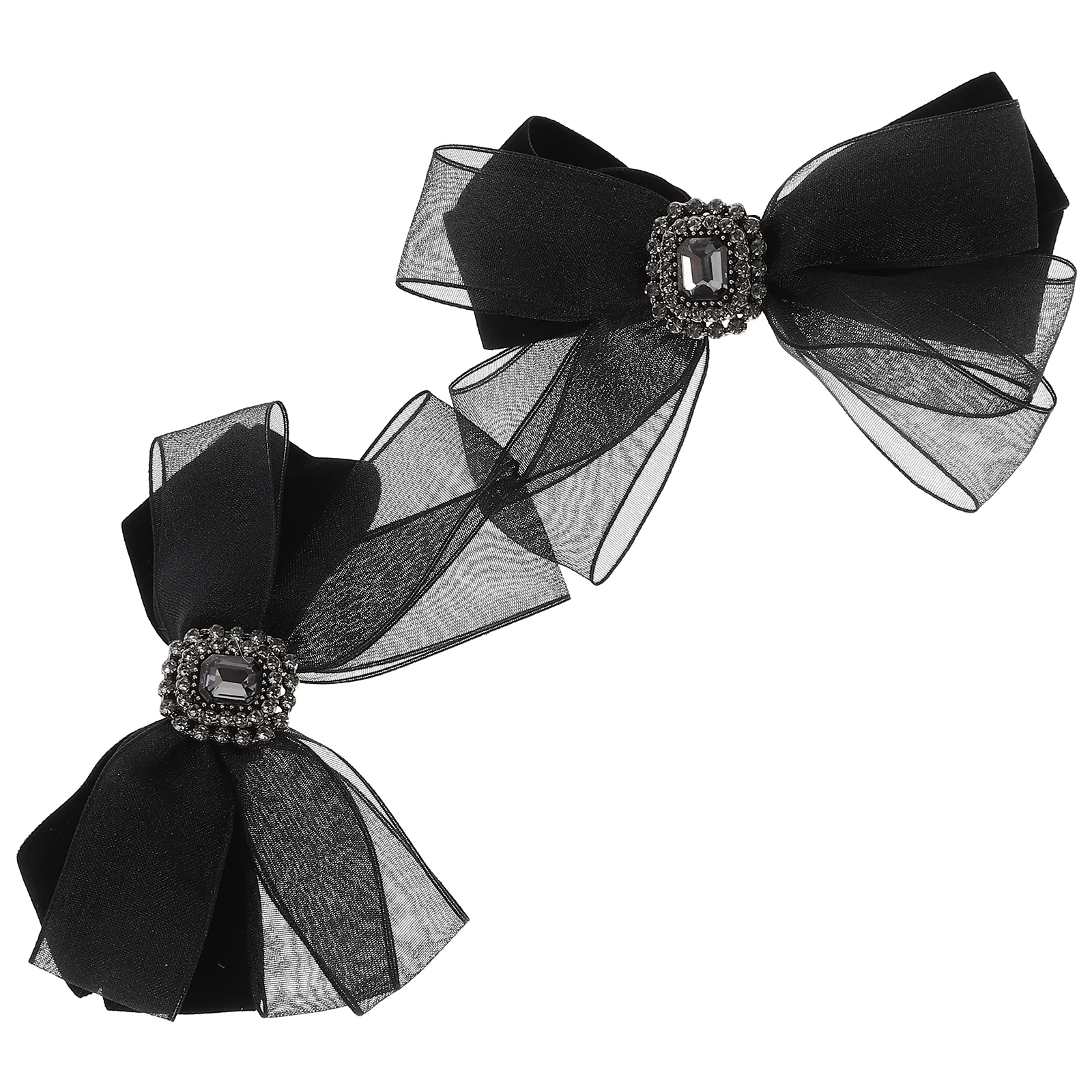 2 Pcs Black Rhinestone Velvet Bow Hair Clips Decorative Net Bow Barrettes for Women Teen Girls Luxury Trendy Accessories
2 Pcs Black Rhinestone Velvet Bow Hair Clips Decorative Net Bow Barrettes for Women Teen Girls Luxury Trendy Accessories