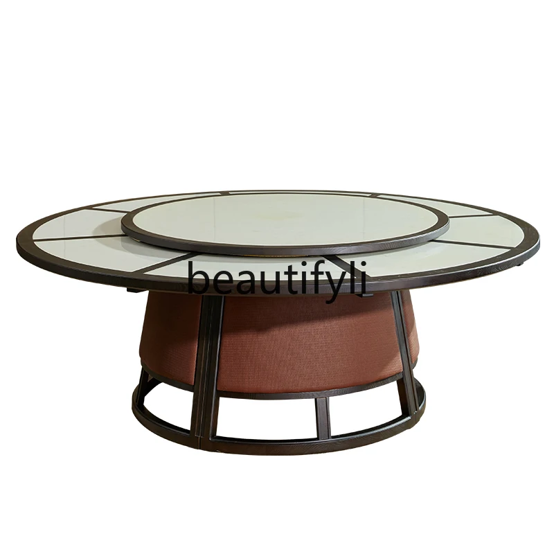 Hotel dining table large round table electric turntable new Chinese club hotel solid wood marble dining table and chair
Hotel dining table large round table electric turntable new Chinese club hotel solid wood marble dining table and chair