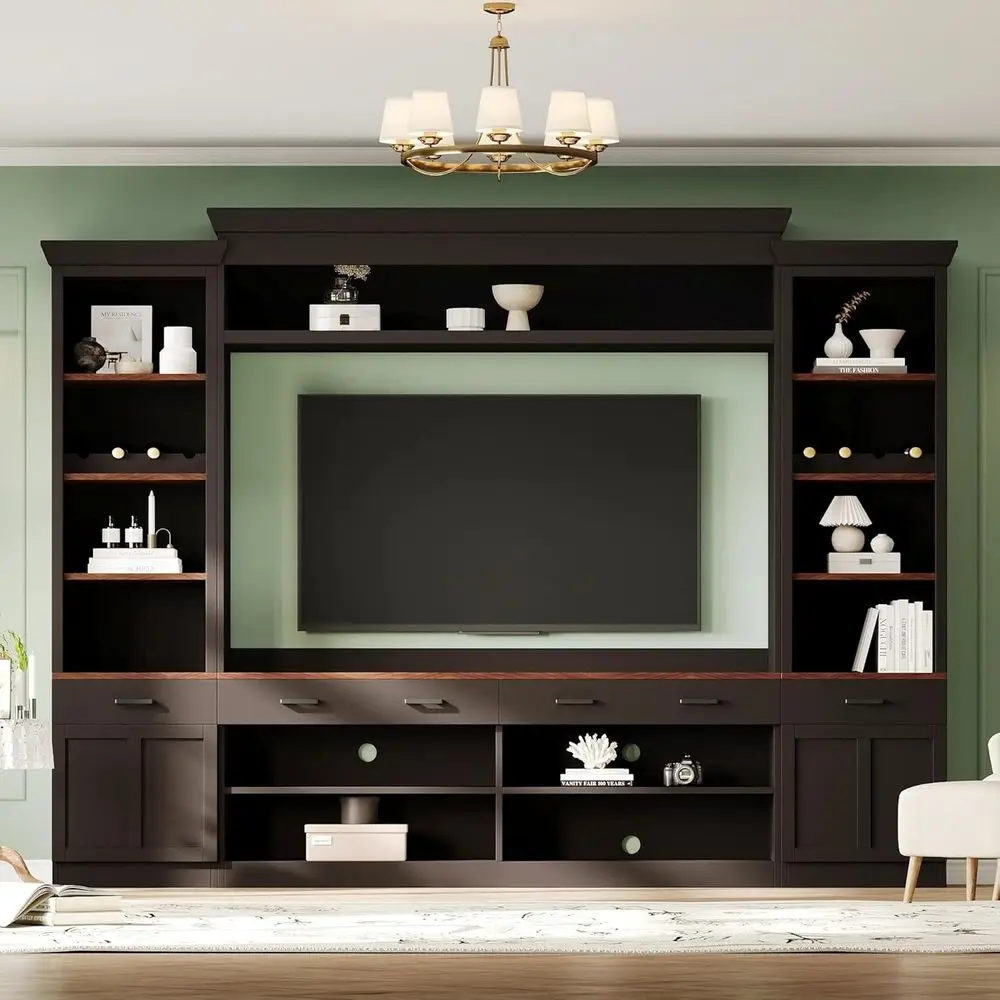 Entertainment Wall Unit Set with Bookshelf, TV Stand, Large Media Shelf, Wine Rack for Living Room (Black)
Entertainment Wall Unit Set with Bookshelf, TV Stand, Large Media Shelf, Wine Rack for Living Room (Black)