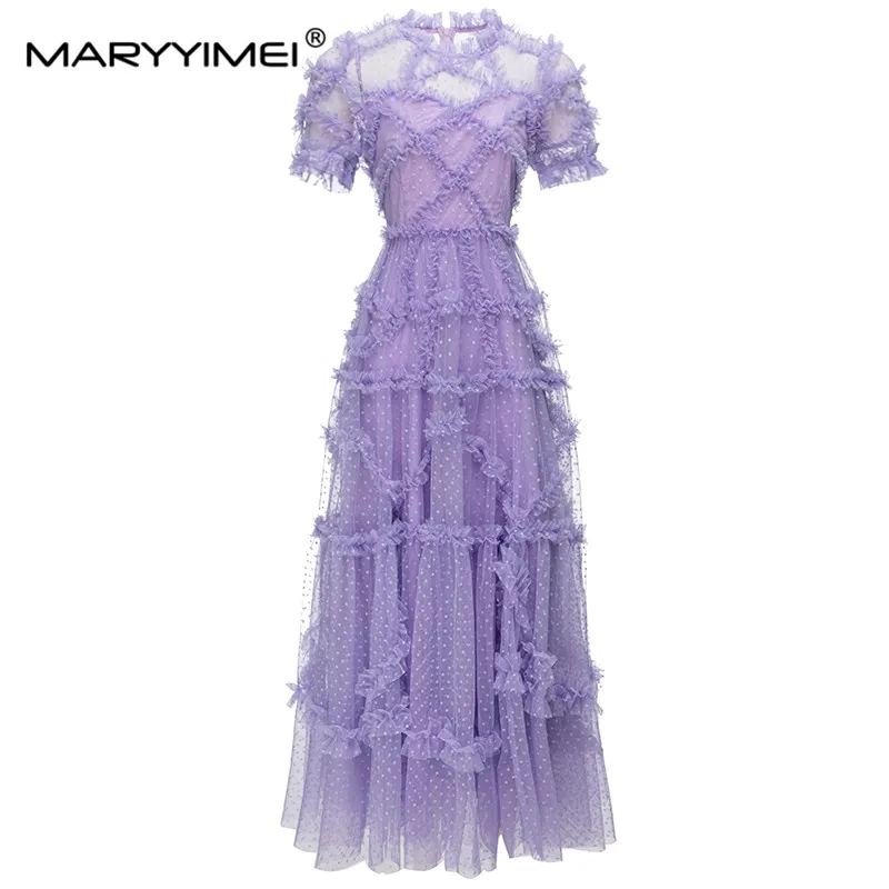 MARYYIMEI Puff Sleeve Solid dress Spring Summer Wood Ear Edge Mesh Dot Embroidered Fashion Women's Holiday Long Dresses
MARYYIMEI Puff Sleeve Solid dress Spring Summer Wood Ear Edge Mesh Dot Embroidered Fashion Women's Holiday Long Dresses