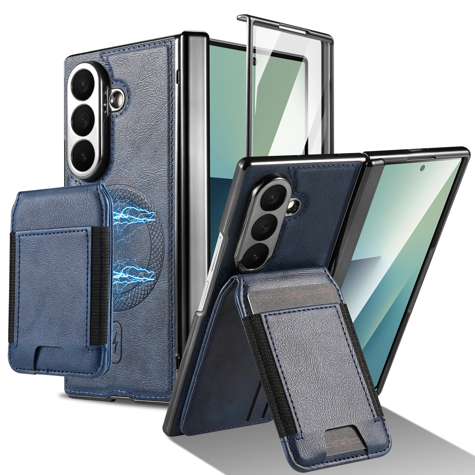 Phone case suitable for Samsung Z Fold5/6/7/8, comes with tempered glass screen protector, card slot, and adjustable stand
Phone case suitable for Samsung Z Fold5/6/7/8, comes with tempered glass screen protector, card slot, and adjustable stand