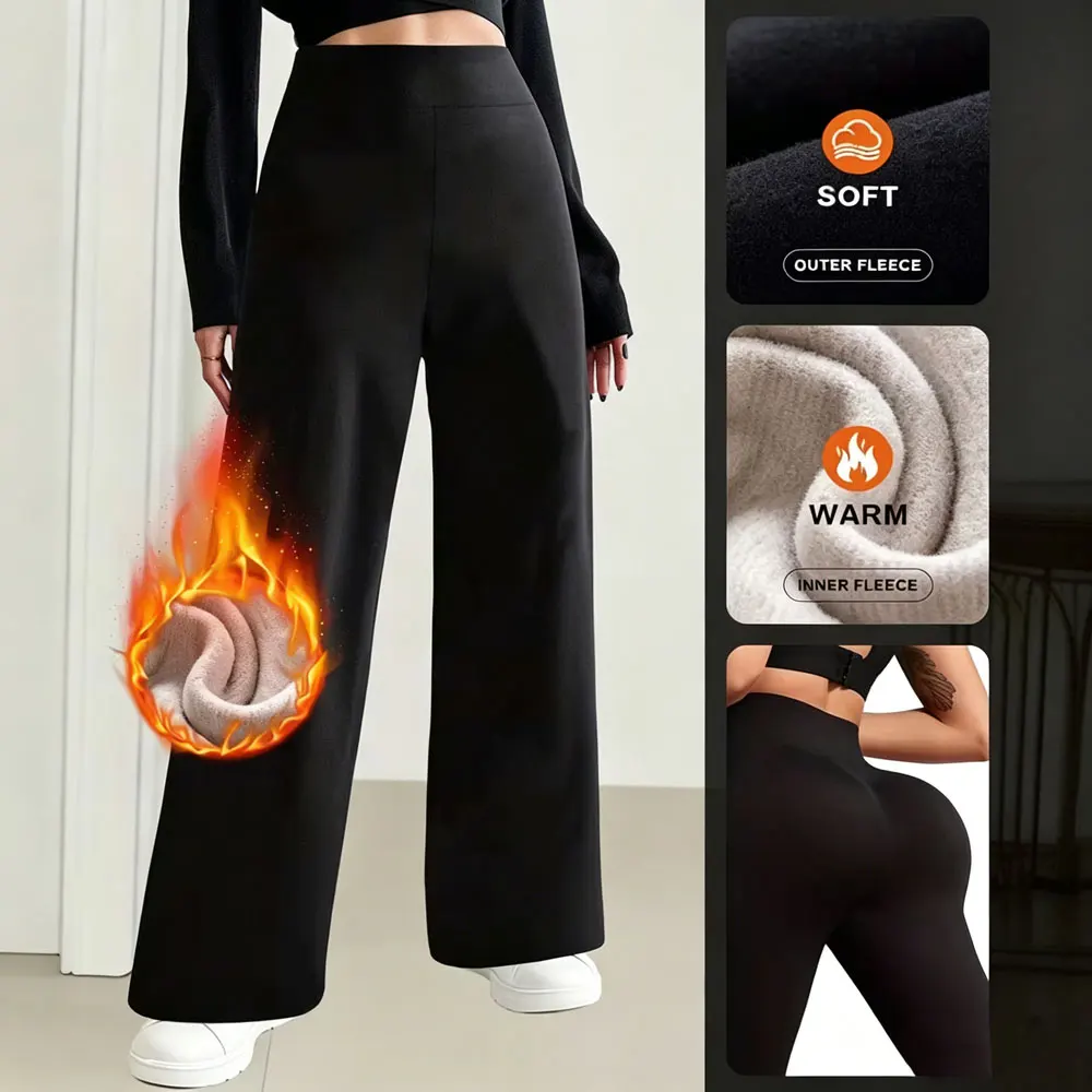 Winter High Waisted Fleece Lined Straight Wide Leg Trousers Soft Inner Warm Yoga Pants Professional Commute Plus Size Leggings
Winter High Waisted Fleece Lined Straight Wide Leg Trousers Soft Inner Warm Yoga Pants Professional Commute Plus Size Leggings