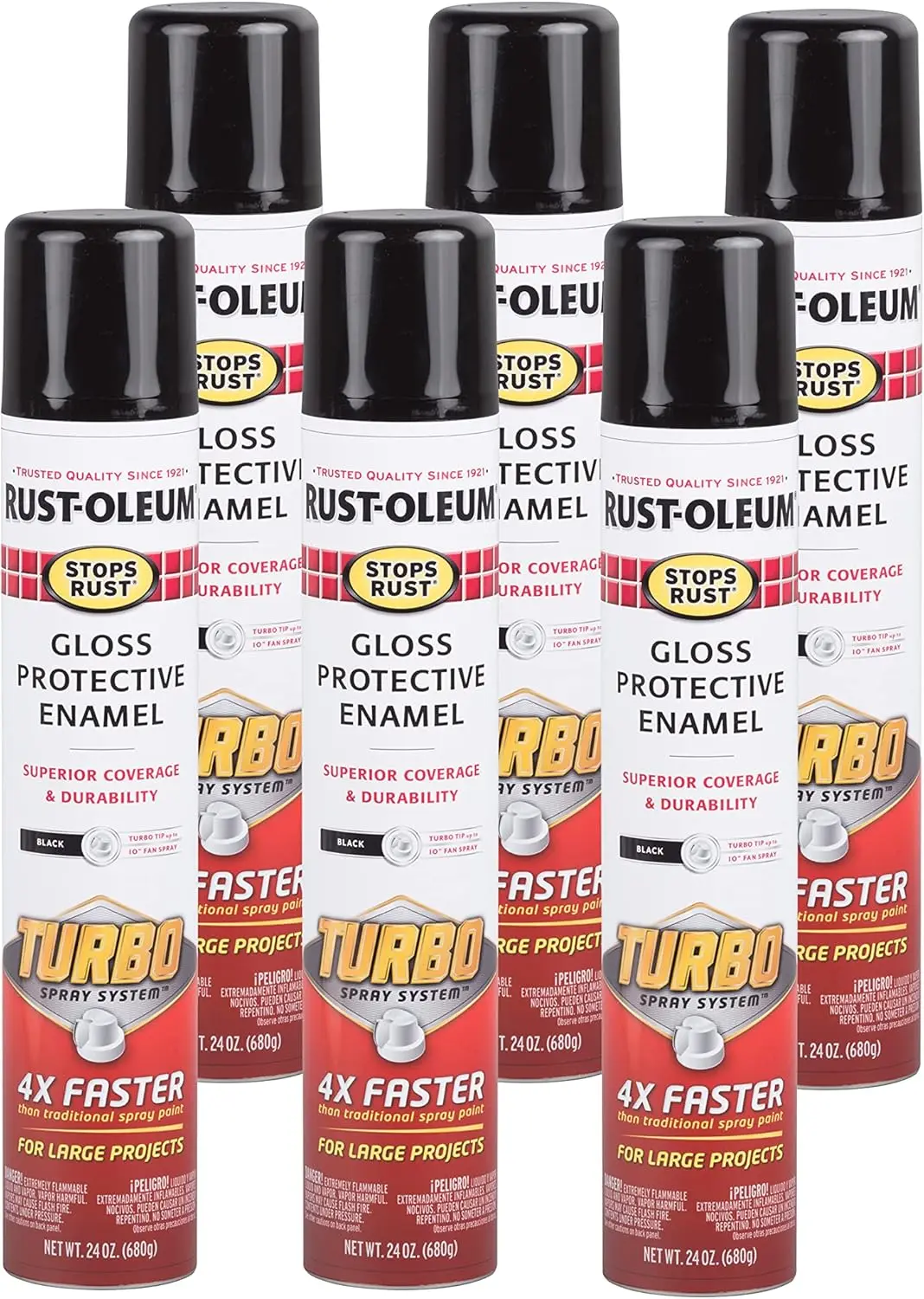 334128-6PK Stops Rust Turbo Spray System Spray Paint, 24 oz, Gloss Black, 6 Pack
334128-6PK Stops Rust Turbo Spray System Spray Paint, 24 oz, Gloss Black, 6 Pack