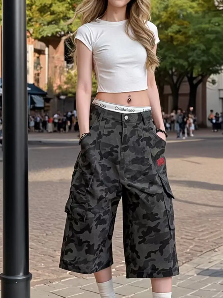 High Waist Wide Leg Seven Inch Loose Fit Camouflage Slimming Women's Jeans Retro Lazy Style Summer New Arrival
High Waist Wide Leg Seven Inch Loose Fit Camouflage Slimming Women's Jeans Retro Lazy Style Summer New Arrival