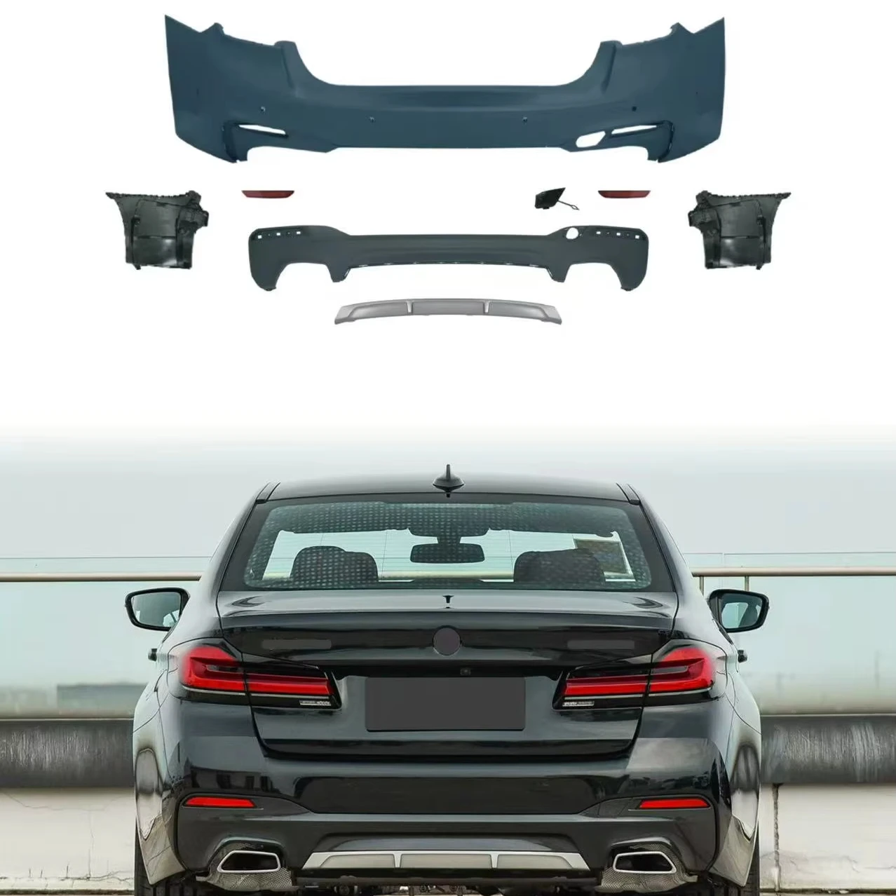 Flying Wing Auto Parts Car Bumper For 2021-2023 5 Series G30 G38 Upgrade M-tech Rear Bumper With Side Skirt Rear Bumper Asse
Flying Wing Auto Parts Car Bumper For 2021-2023 5 Series G30 G38 Upgrade M-tech Rear Bumper With Side Skirt Rear Bumper Asse