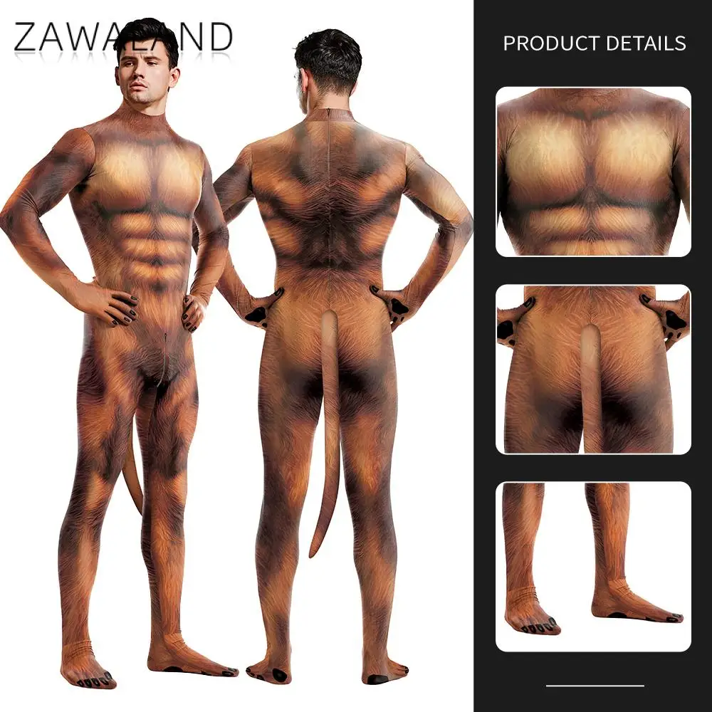 Zawaland Furry Petsuit Men Cosplay Costume with Tail Animal Printed Jumpsuit Carnival Zentai Bodysuit Male Holiday Party Clothes
Zawaland Furry Petsuit Men Cosplay Costume with Tail Animal Printed Jumpsuit Carnival Zentai Bodysuit Male Holiday Party Clothes