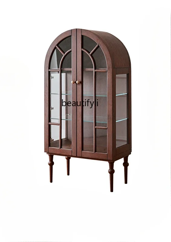 French retro solid wood display cabinet arched locker glass high-end living room side cabinet
French retro solid wood display cabinet arched locker glass high-end living room side cabinet