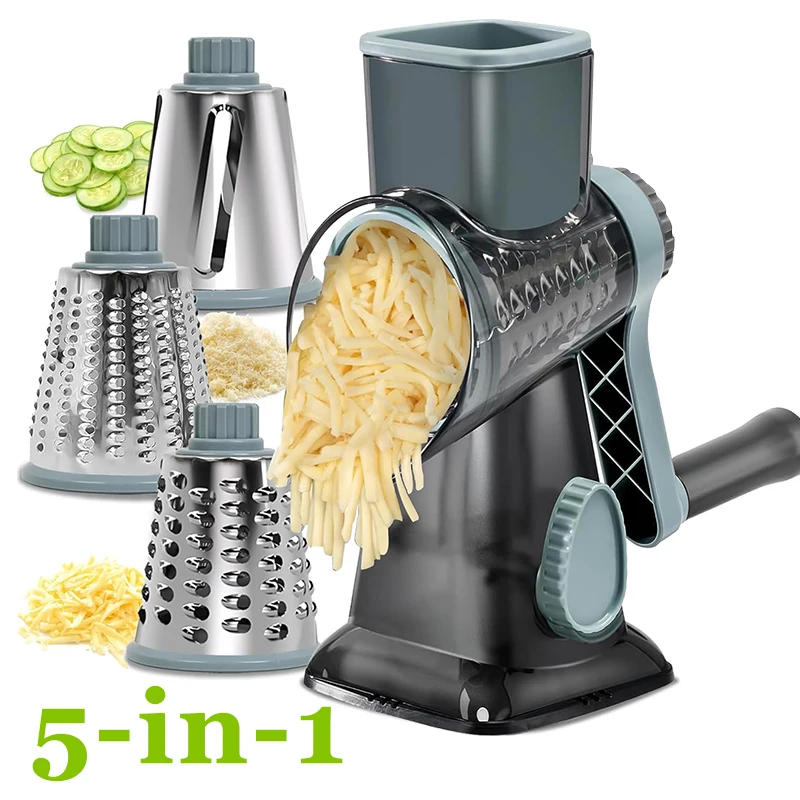 Rotary Cheese Grater 5 in 1 Rotary Grater Replaceable Stainless Blades Shredder Slicer Grater Hand Crank
Rotary Cheese Grater 5 in 1 Rotary Grater Replaceable Stainless Blades Shredder Slicer Grater Hand Crank