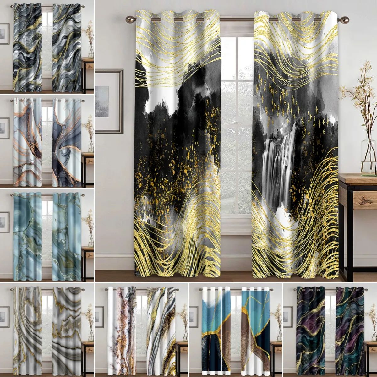 Modern Black Gald Marble Texture Crack Thin 2 Pieces Light Filtering Curtain for Living Room Bedroom Home Window Drape Decor
Modern Black Gald Marble Texture Crack Thin 2 Pieces Light Filtering Curtain for Living Room Bedroom Home Window Drape Decor