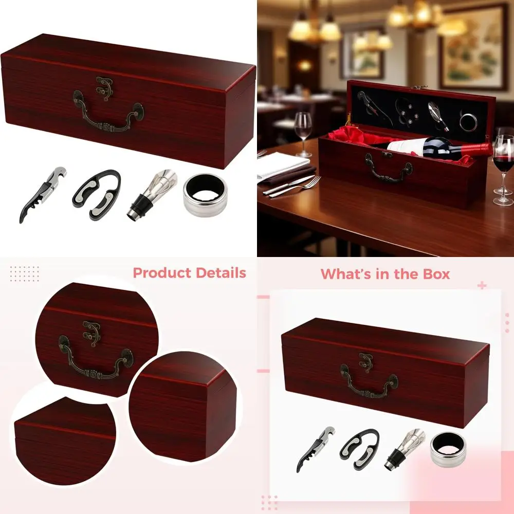 Luxury Wooden Wine Box with Corkscrew and Pourer, Perfect for Gifting and Secure Wine Transport
Luxury Wooden Wine Box with Corkscrew and Pourer, Perfect for Gifting and Secure Wine Transport