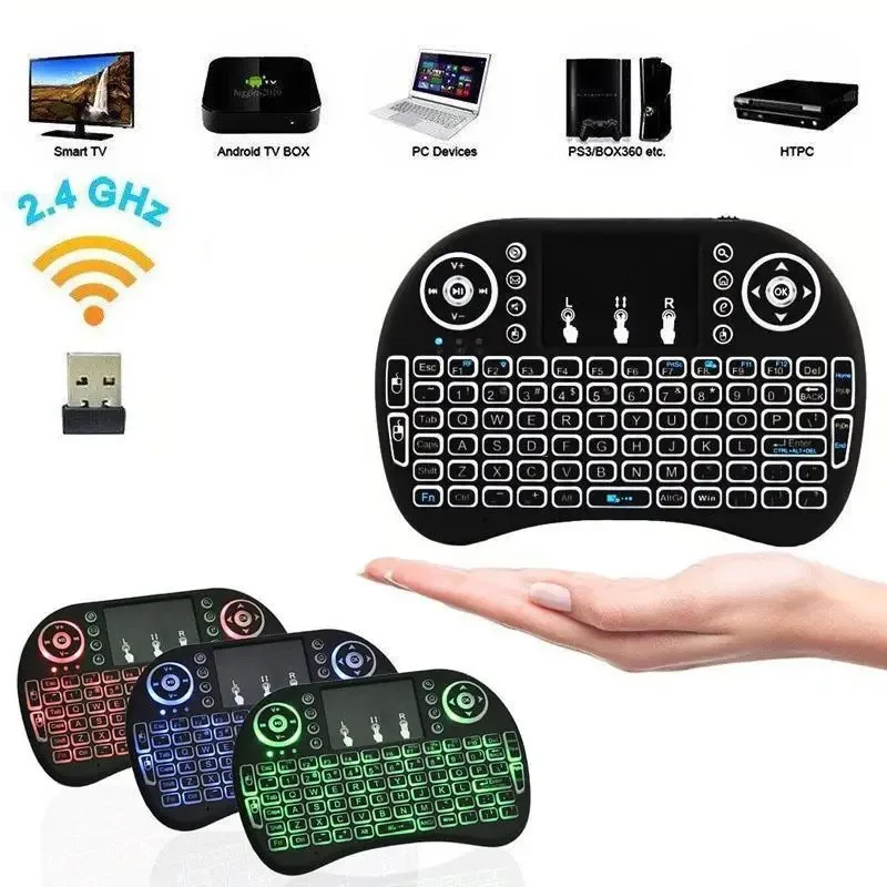 Bluetooth 2.4G Colorful Backlight Russian Spanish Air Mouse Remote Touchpad for Android TV Box PC I8 Mini Wireless Keyboard
Bluetooth 2.4G Colorful Backlight Russian Spanish Air Mouse Remote Touchpad for Android TV Box PC I8 Mini Wireless Keyboard