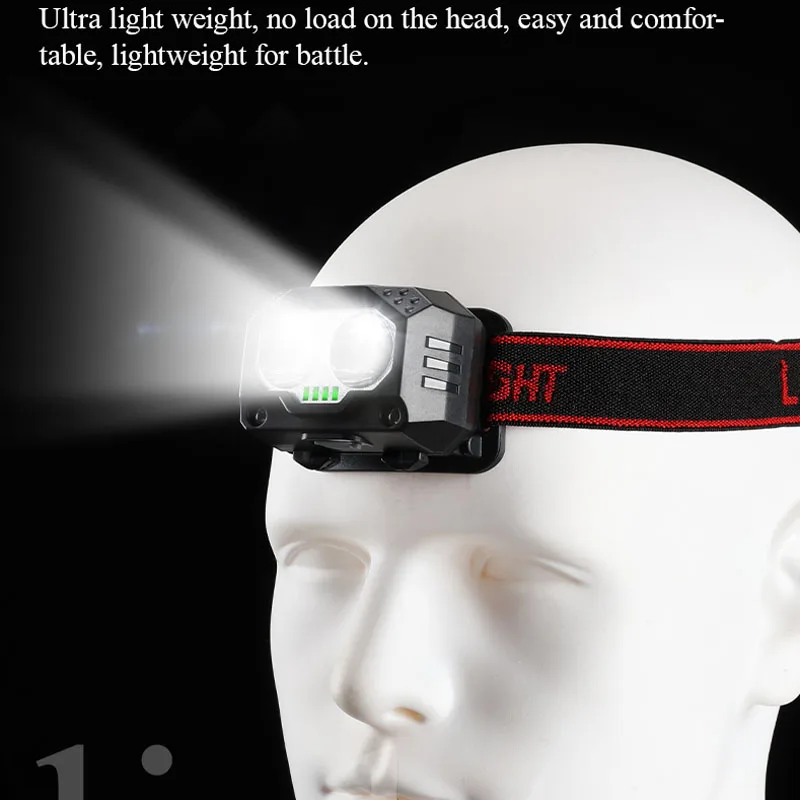 Rechargeable LED Headlamp Sensor Headlight Pwoerful XPE Beads 6 Lighting Modes White and Red Light Fishing Flashlight Work Light
Rechargeable LED Headlamp Sensor Headlight Pwoerful XPE Beads 6 Lighting Modes White and Red Light Fishing Flashlight Work Light
