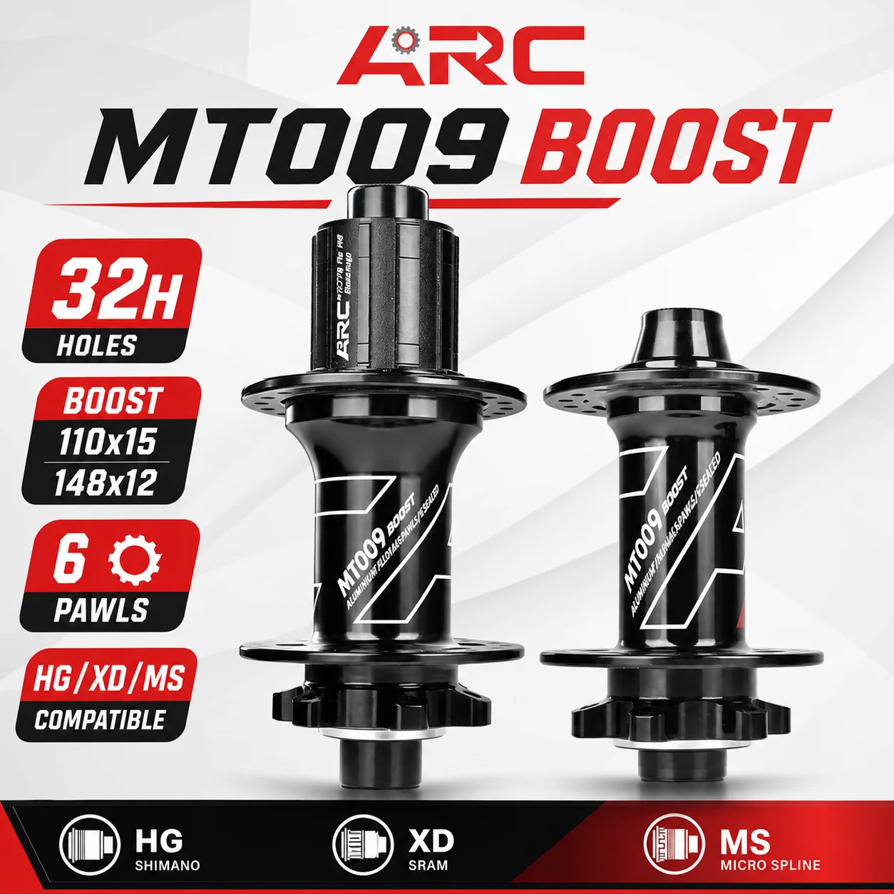 ARC MT009 BOOST MTB Hub Set Front Rear 32H 6 Pawls HG XD MS 8-12S 110x15 148x12 Thru Axle Mountain Bike Disc Brake Hubs
ARC MT009 BOOST MTB Hub Set Front Rear 32H 6 Pawls HG XD MS 8-12S 110x15 148x12 Thru Axle Mountain Bike Disc Brake Hubs