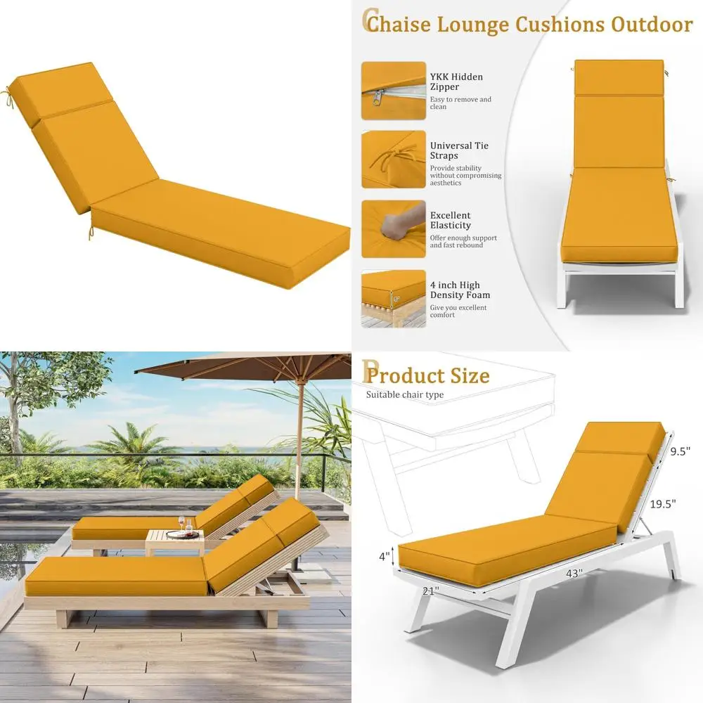 Outdoor High-Density Foam Lounge Chair Cushions 72x21x4 Waterproof with Ties for Patio Furniture
Outdoor High-Density Foam Lounge Chair Cushions 72x21x4 Waterproof with Ties for Patio Furniture
